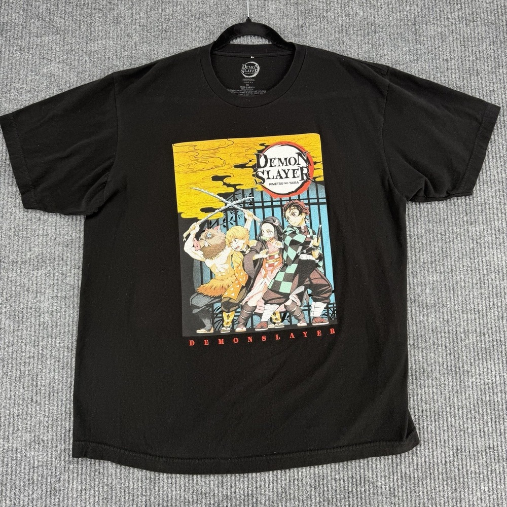 Demon Slayer anime graphic t shirt men's XL black manga streetwear tee